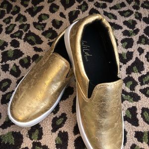 Womens slip on sneakers. GOLD worn once